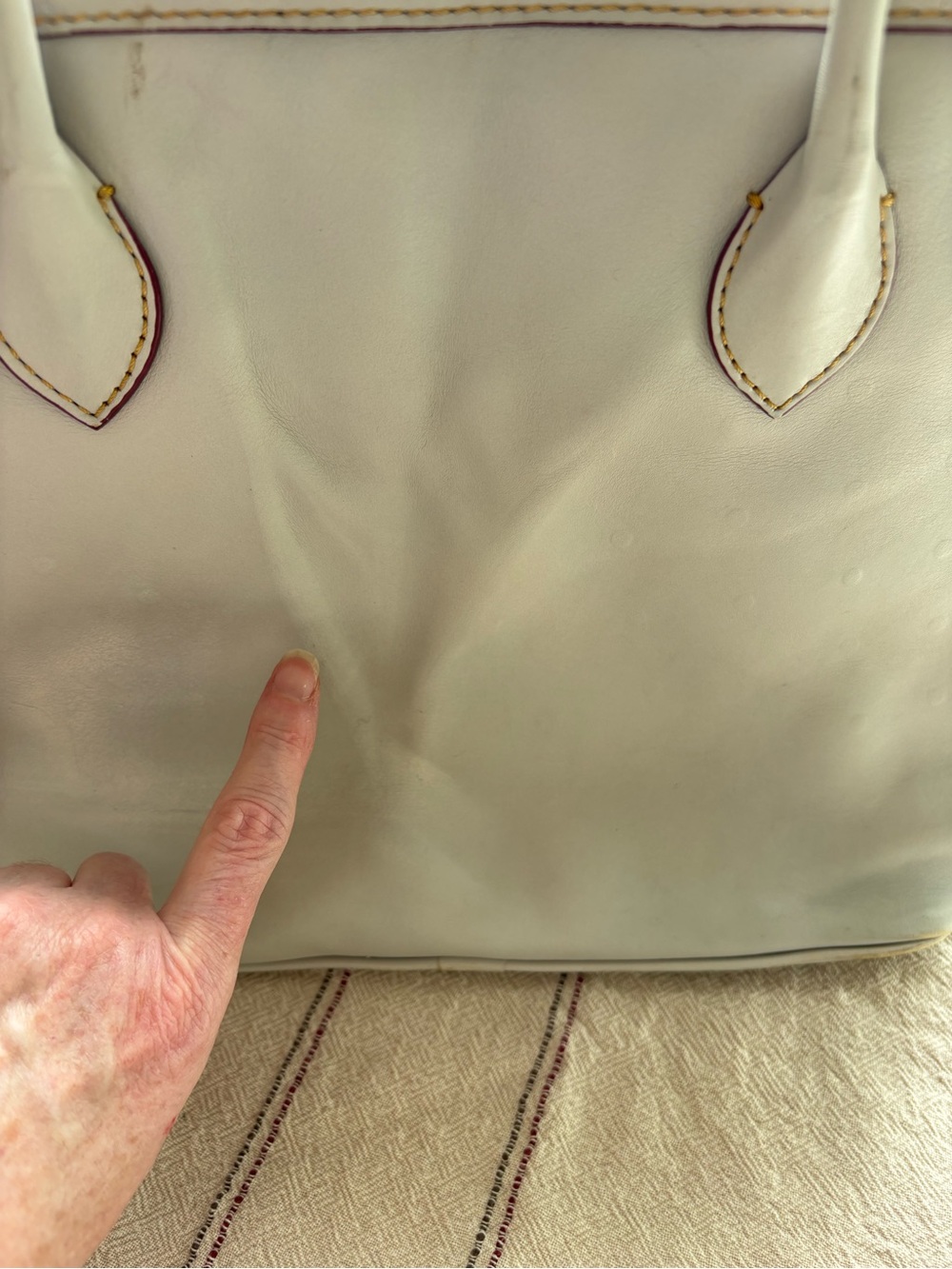 Dooney and Bourke Women's White Leather Tote Bag with Front Zip Pocket - Picture 10 of 16